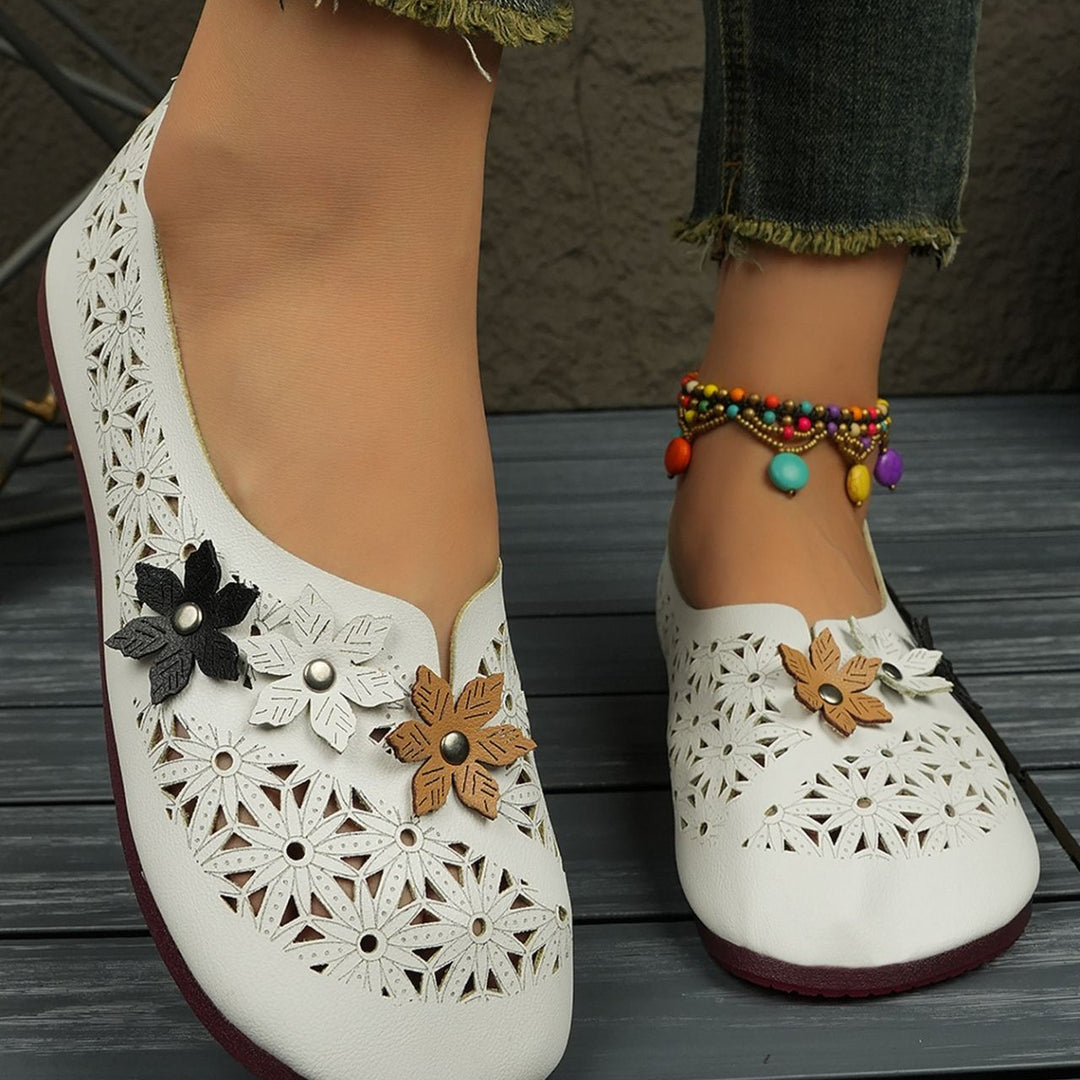 Women's Comfortable Floral Flats – Lightweight Breathable Vintage Shoes