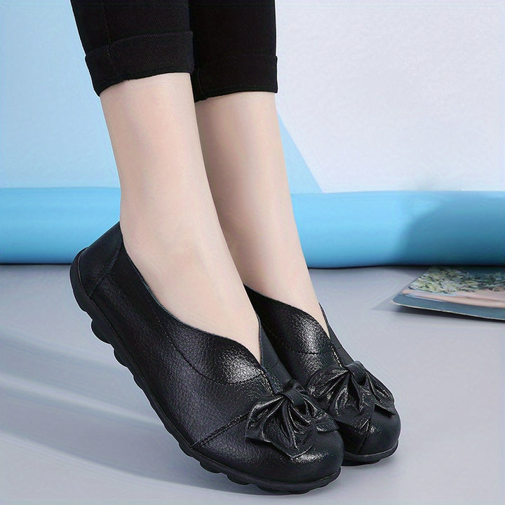 Women's Comfortable Bow Loafers – Lightweight Slip-On Casual Flats for Everyday Wear