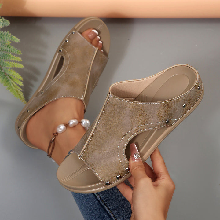Comfortable Studded Wedge Sandals for Women – Lightweight Summer Orthopedic Walking Sandals