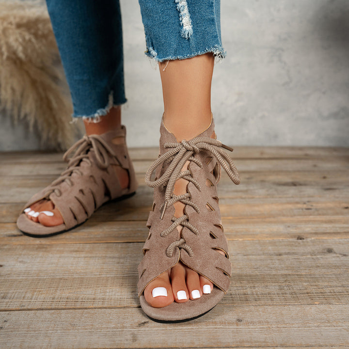 Women's Boho Cutout Sandals– Breathable Cutout Design with Comfortable Flat Sole