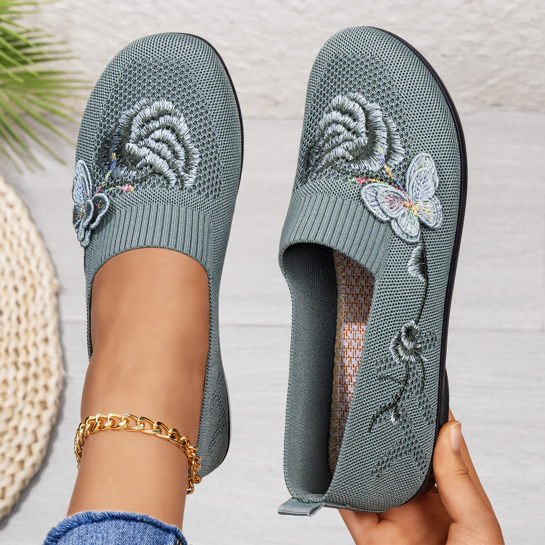 Women's Embroidered Shoes – Breathable Comfort Walking Flats