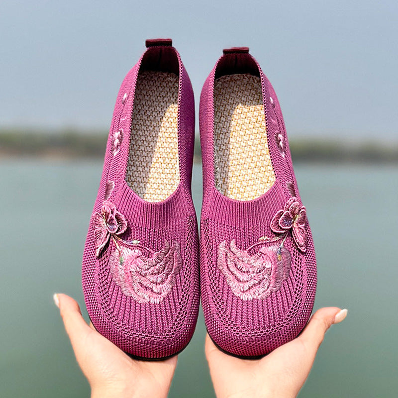 Women's Floral Embroidery Flats – Lightweight Comfort Shoes