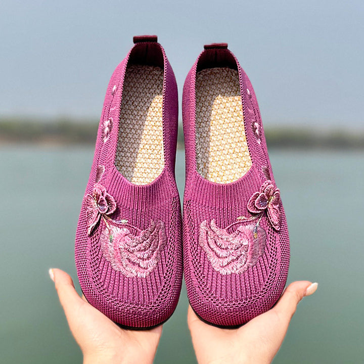 Women's Floral Embroidery Flats – Lightweight Comfort Shoes