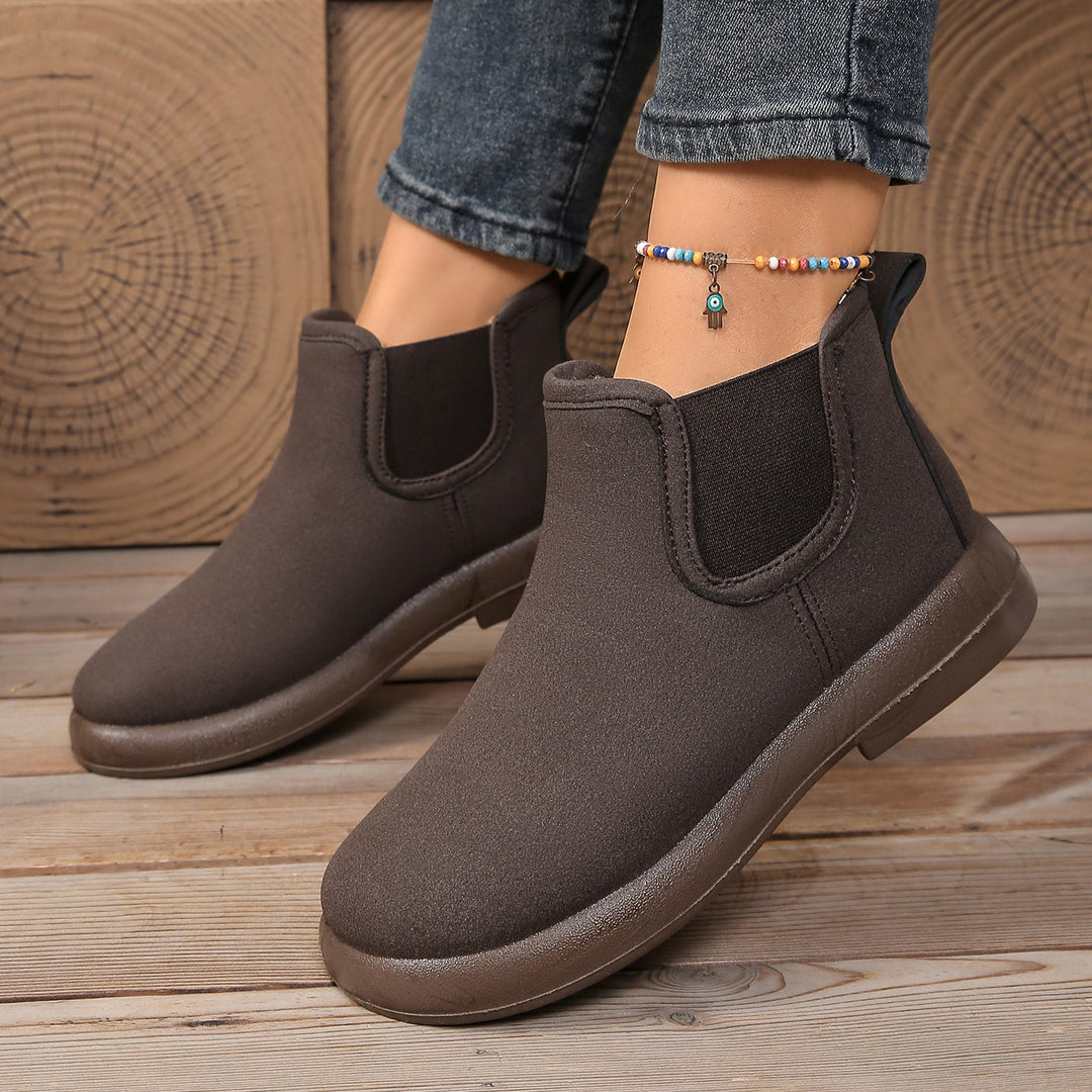 Women's Warm Winter Ankle Boots – Fleece-Lined Flat Boots with Non-Slip Sole
