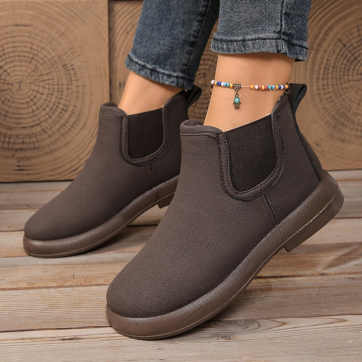 Women's Warm Winter Ankle Boots – Fleece-Lined Flat Boots with Non-Slip Sole