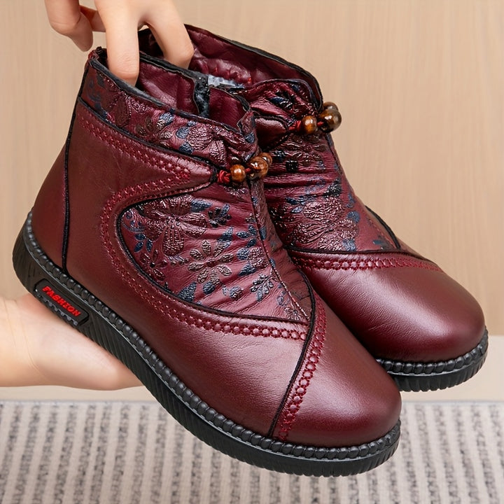 Women's Vintage Floral Winter Boots – Warm, Non-Slip & Comfortable Fit
