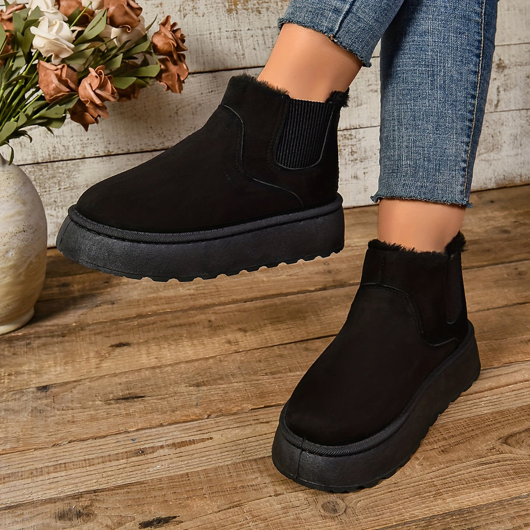 Women's Warm Slip-On Ankle Boots – Non-Slip Winter Comfort Footwear