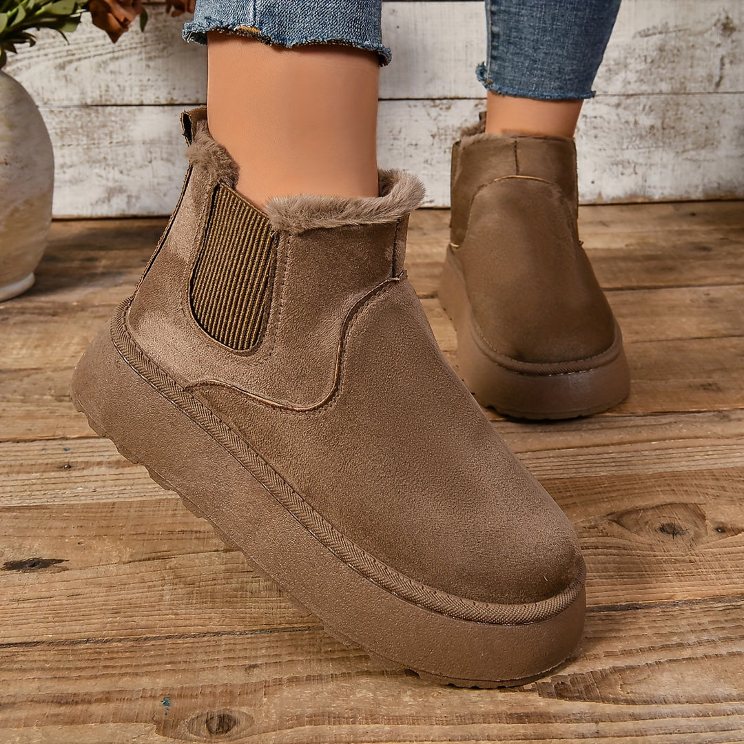 Women's Warm Slip-On Ankle Boots – Non-Slip Winter Comfort Footwear