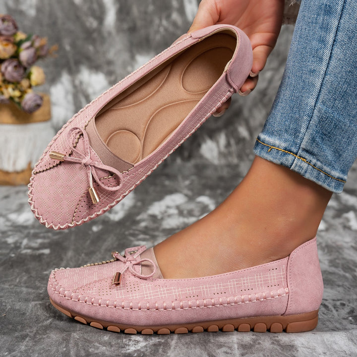 Women's Classic Solid-Color Bow Loafers – Comfortable Flat Shoes for Everyday Wear