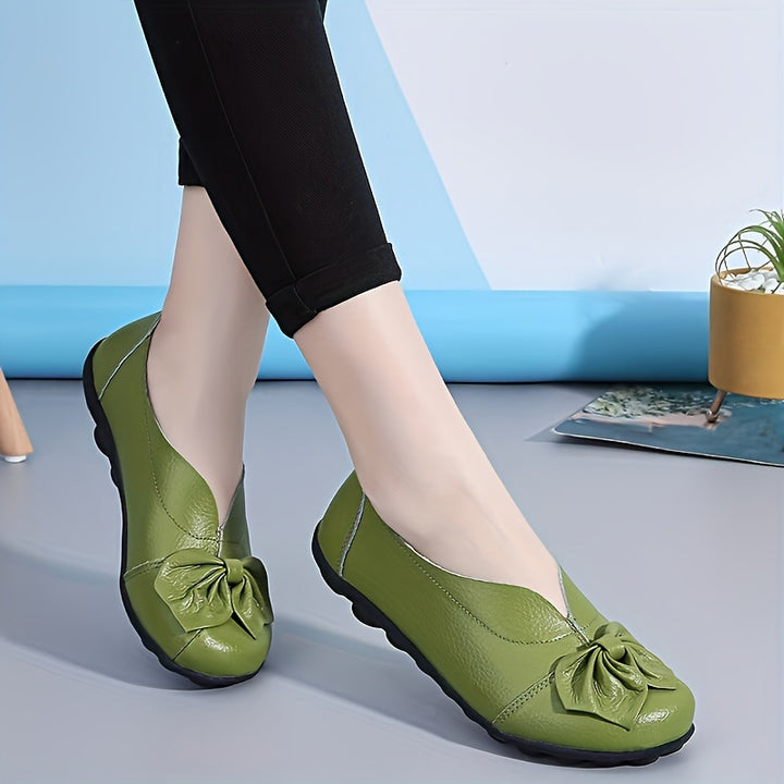 Women's Comfortable Bow Loafers – Lightweight Slip-On Casual Flats for Everyday Wear