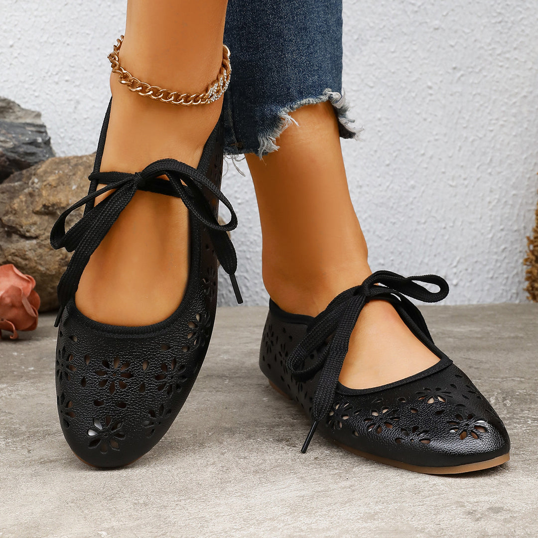 Women's Comfortable Flats – Breathable Woven Lace-Up Shoes