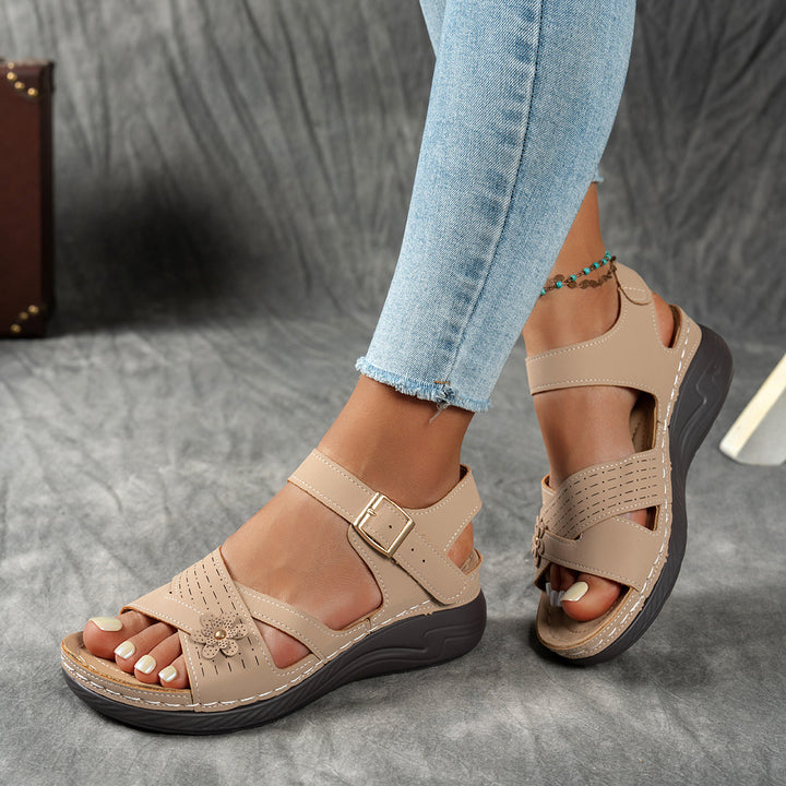 Women's Floral Wedge Sandals– Lightweight Summer  Walking Sandals