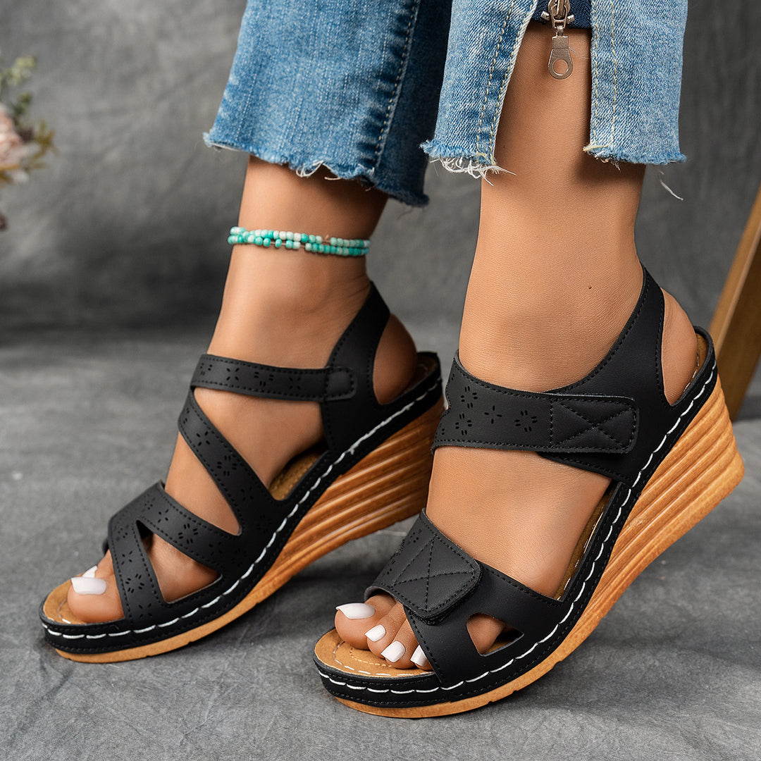 Women's Velcro Comfort Sandals –Comfortable Wedge Summer Shoes