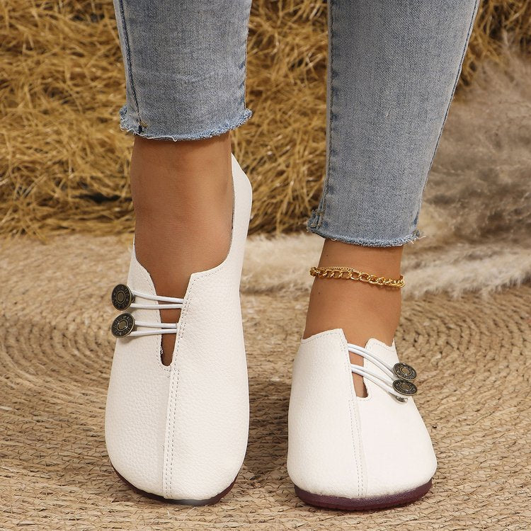 Women's Vintage Comfort Flats – Wide Fit Slip-On Everyday Shoes