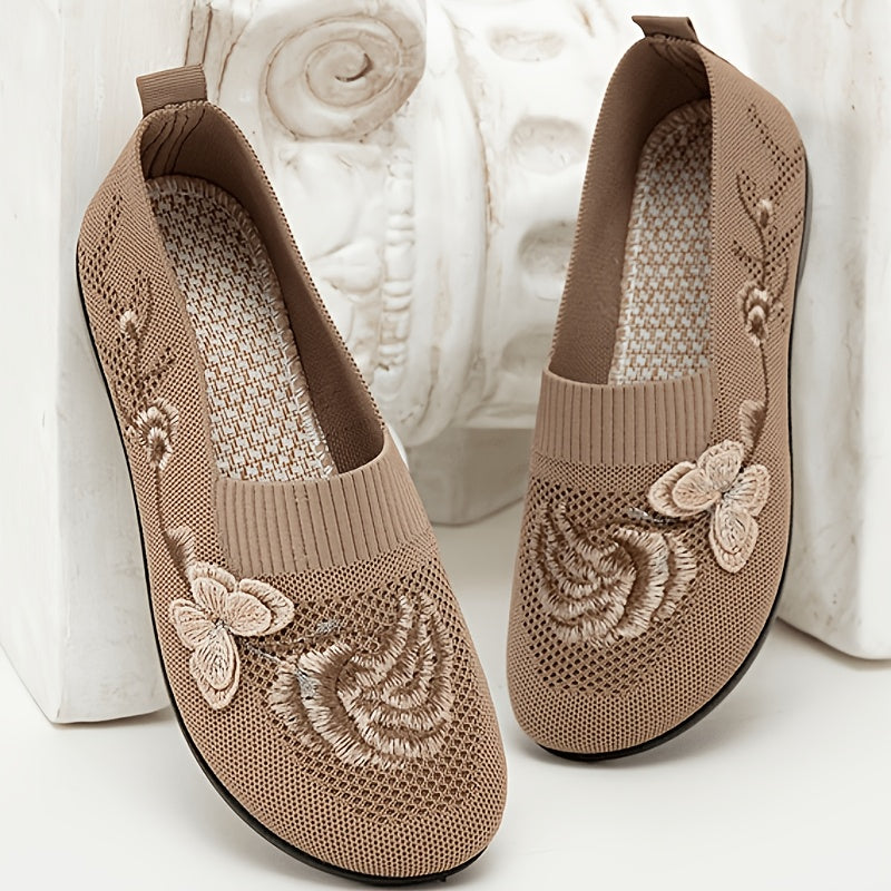 Women's Embroidered Shoes – Breathable Comfort Walking Flats