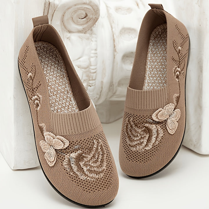 Women's Embroidered Shoes – Breathable Comfort Walking Flats