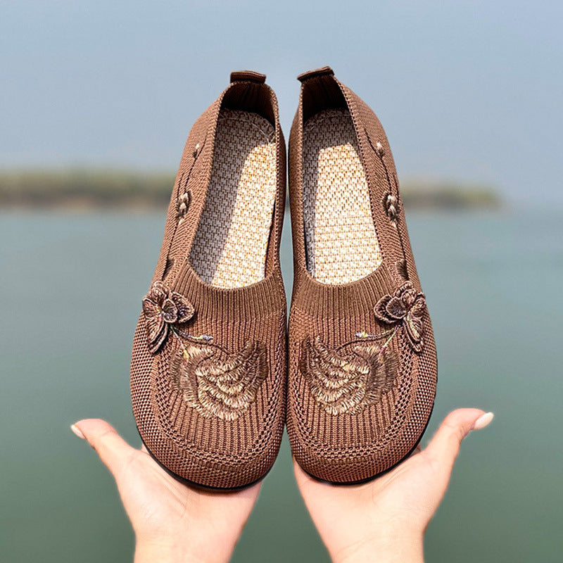 Women's Floral Embroidery Flats – Lightweight Comfort Shoes