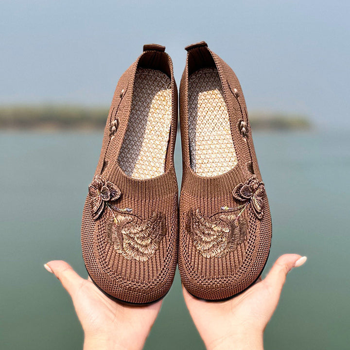 Women's Floral Embroidery Flats – Lightweight Comfort Shoes