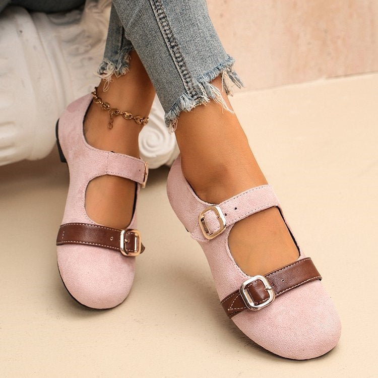 Women's Vintage Pink Mary Jane Comfort Flats