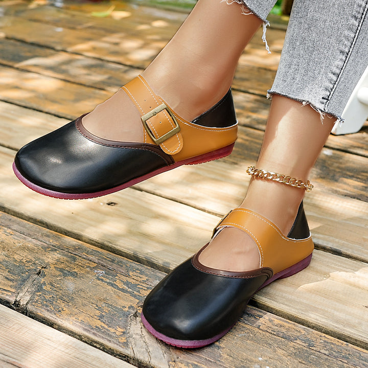 Women's Retro Mary Jane Comfort Flats – Round Toe with Buckle Strap