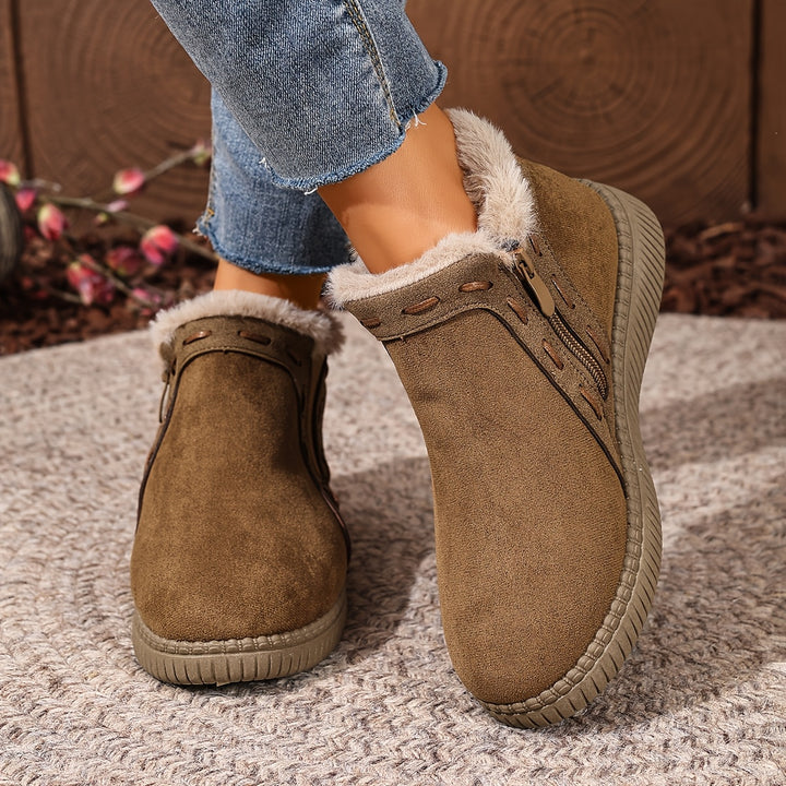 Women's Winter Comfort Shoes – Easy-On Casual Shoes with Zipper Closure