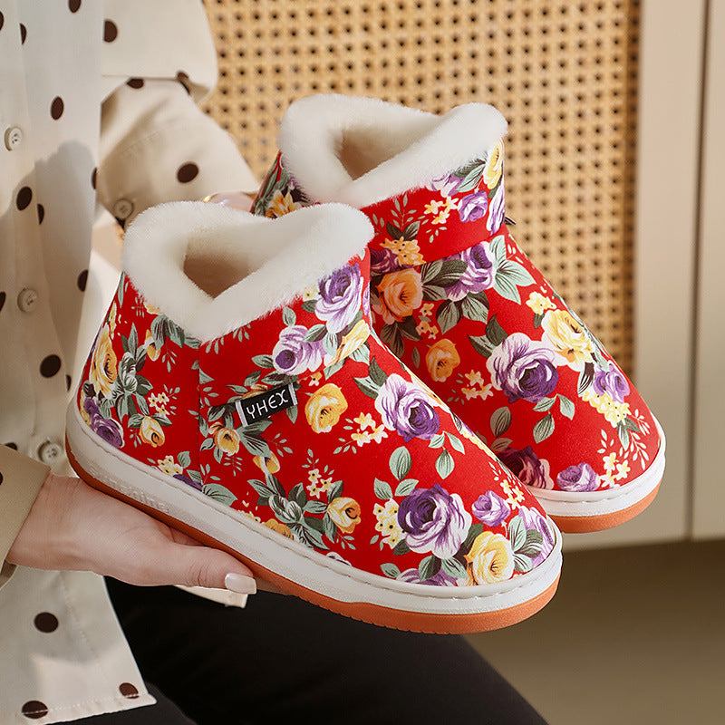 Women's Bright Floral Winter Shoes – Cozy Warm Shoes to Brighten Up Cold Days