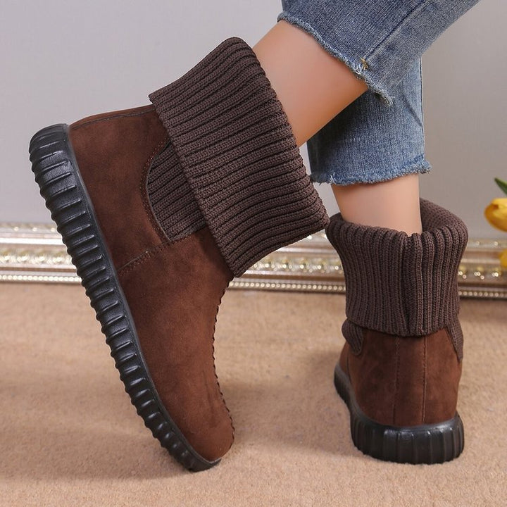 Women's Warm Knit Ankle Boots – Soft Winter Boots with Cushioned Non-Slip Sole