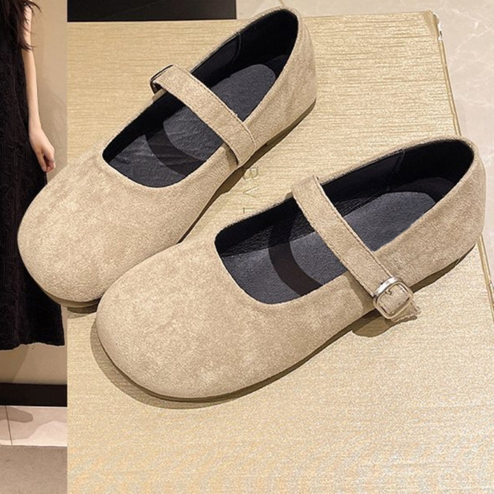 Women's Vintage Mary Jane Flats – Suede, Adjustable Strap, All-Day Comfort