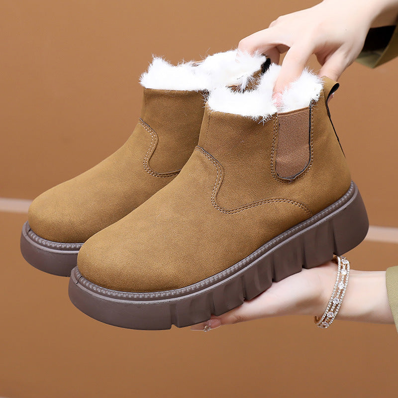 2025 Women's Slip-On Winter Snow Boots – Warm Fur Lining, Non-Slip Sole & Platform Comfort