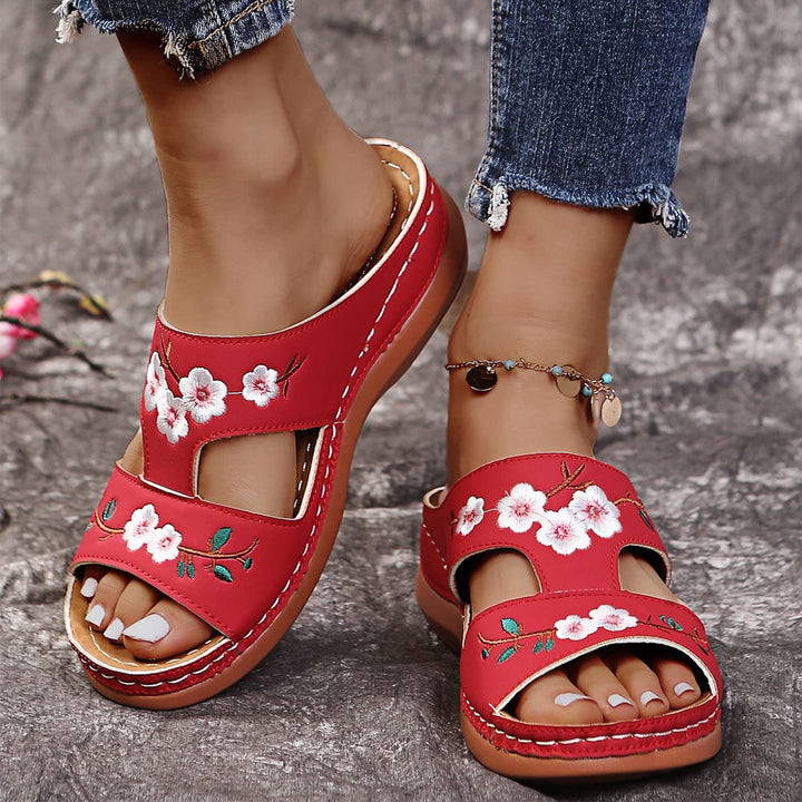 Women's Floral Embroidered Wedge Sandals