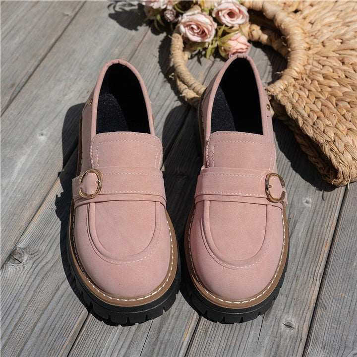 Women's Vintage Comfort Loafers – Supportive Thick Sole with Classic Buckle Detail