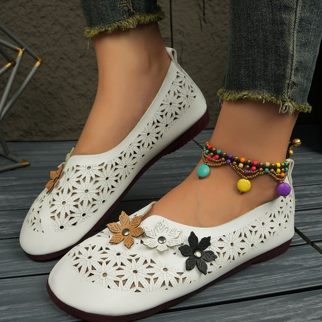 Women's Comfortable Floral Flats – Lightweight Breathable Vintage Shoes