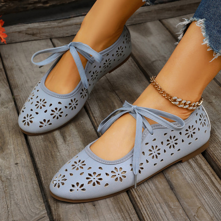 Women's Comfortable Flats – Breathable Woven Lace-Up Shoes