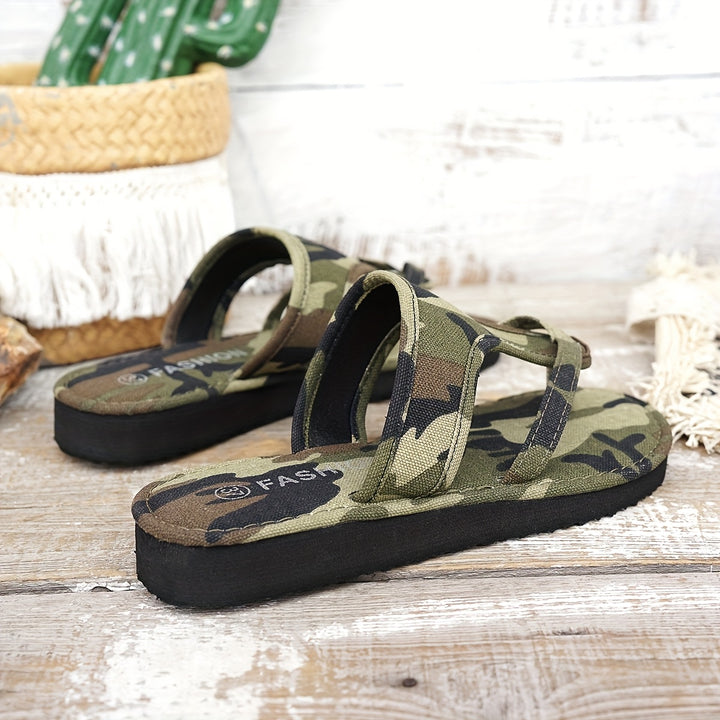 Women's Camouflage Comfort Sandals – Lightweight Slip-On Beach Slippers