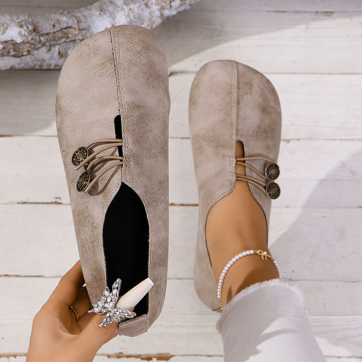 Women's Soft Leather-Inspired Comfort Flats – Wide Fit Casual Slip-Ons