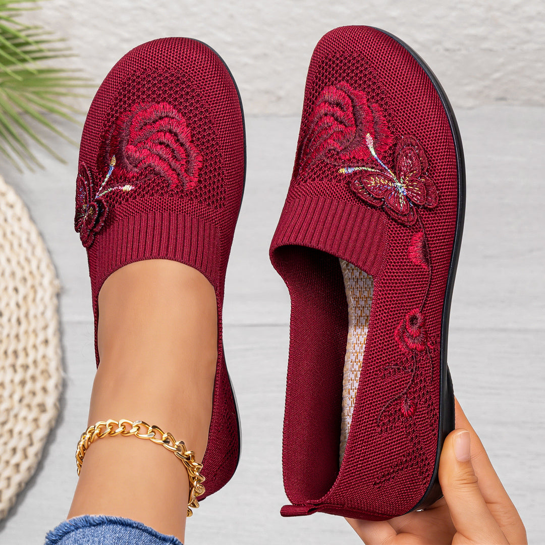 Women's Embroidered Shoes – Breathable Comfort Walking Flats