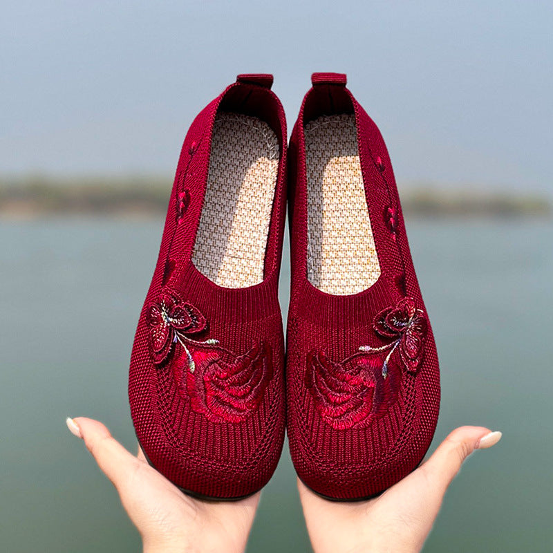 Women's Floral Embroidery Flats – Lightweight Comfort Shoes