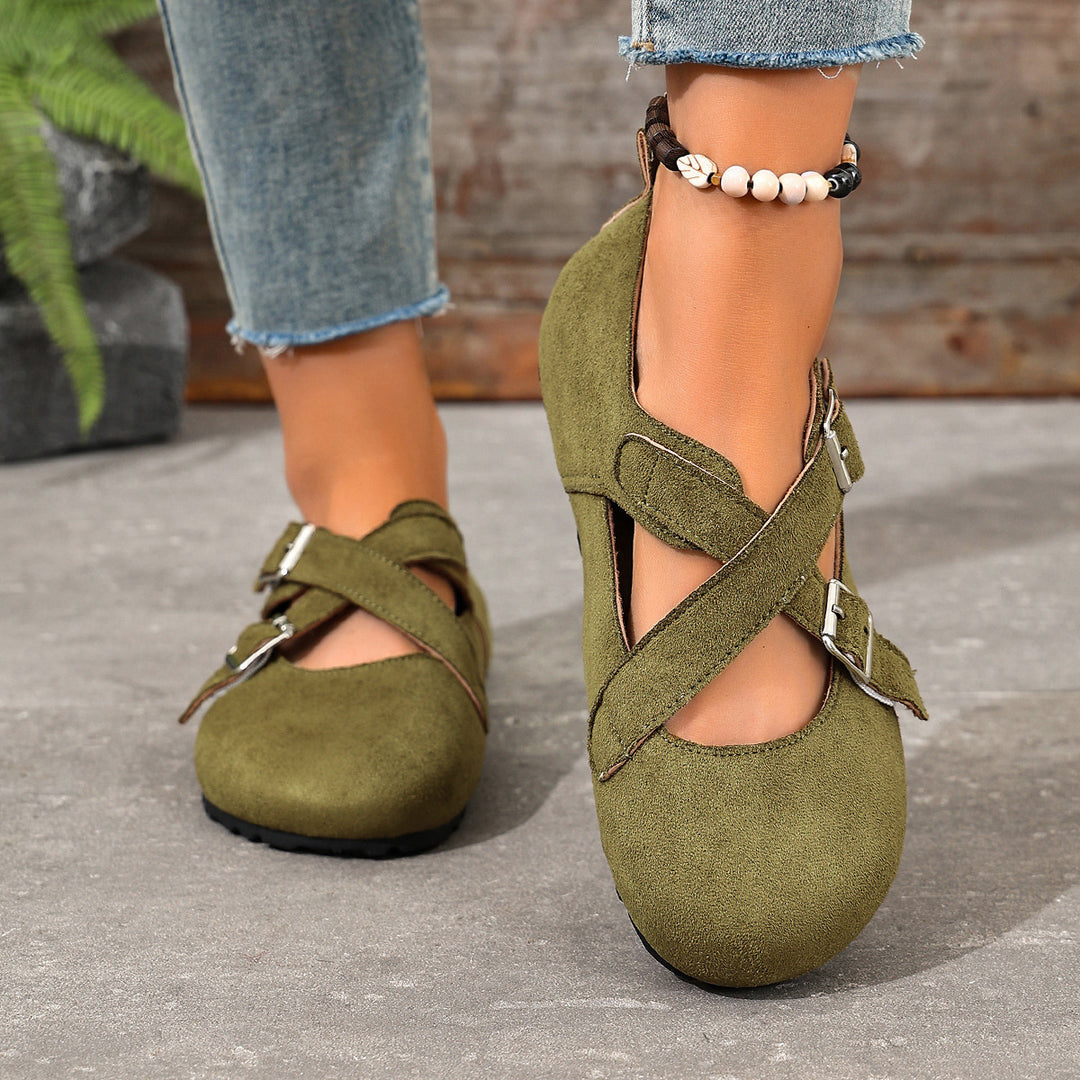 Women's Vintage Cross-Strap Comfort Flats