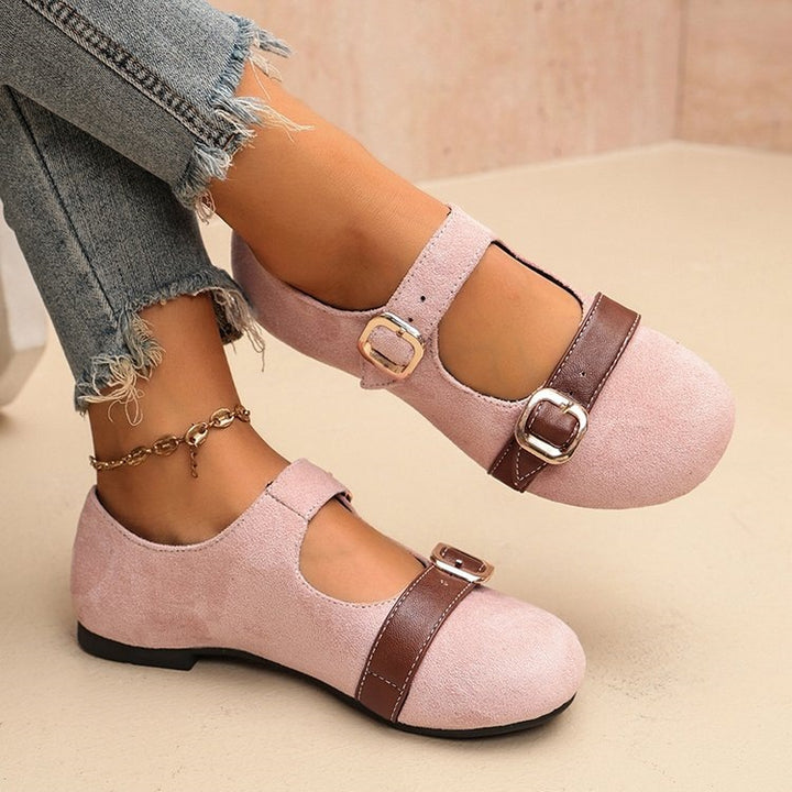 Women's Vintage Pink Mary Jane Comfort Flats