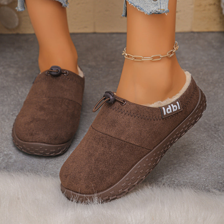 Women's Warm Plush-Lined Mules – Comfortable Non-Slip Shoes for Fall & Winter