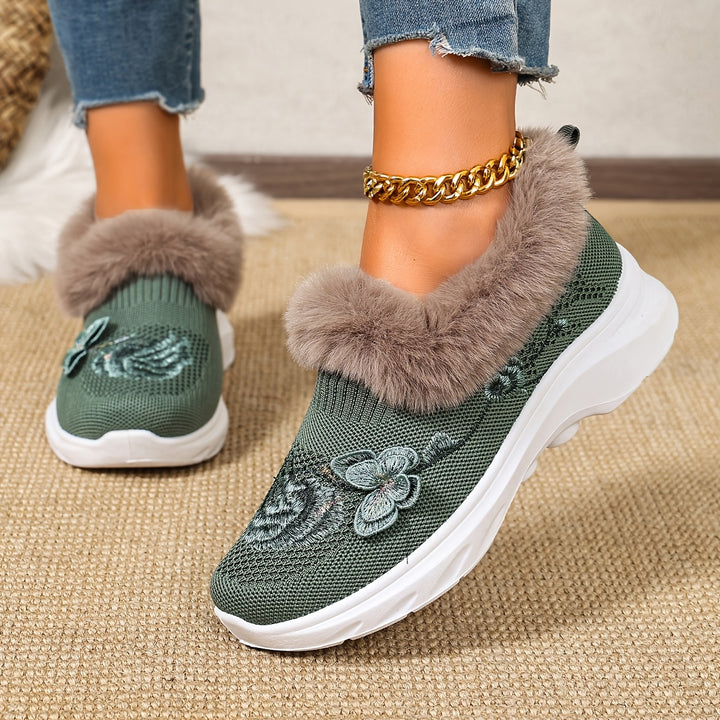 Women's Warm Winter Comfort Shoes – Lightweight Plush-Lined Walking Shoes