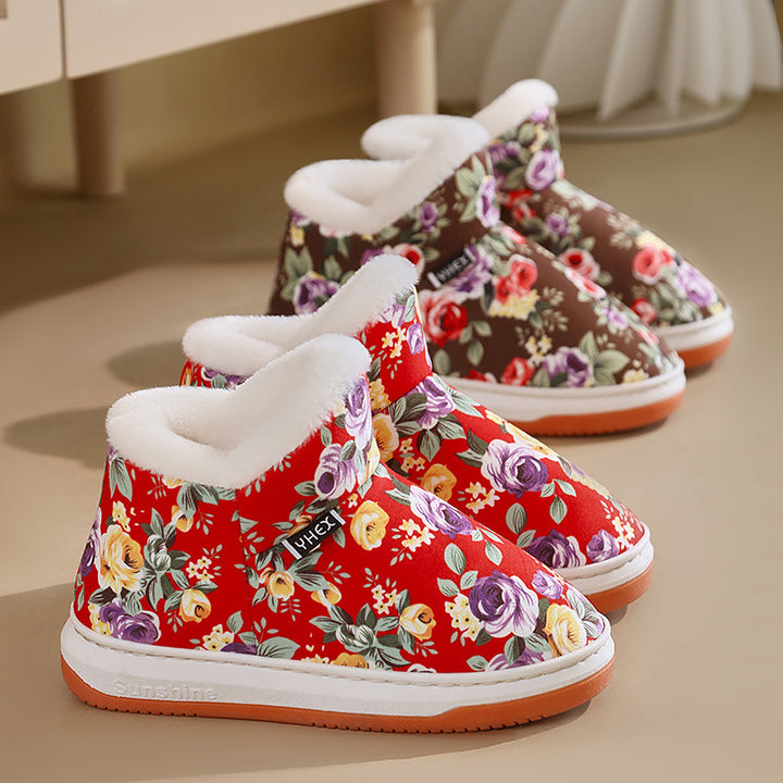 Women's Bright Floral Winter Shoes – Cozy Warm Shoes to Brighten Up Cold Days