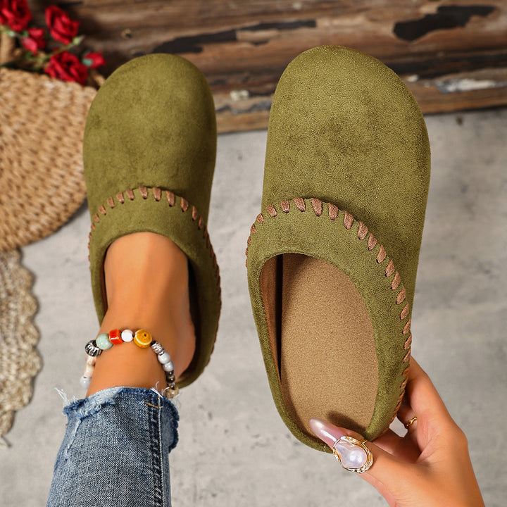 Women's Vintage Comfort Mules-Soft Round-Toe Shoes for Fall & Winter