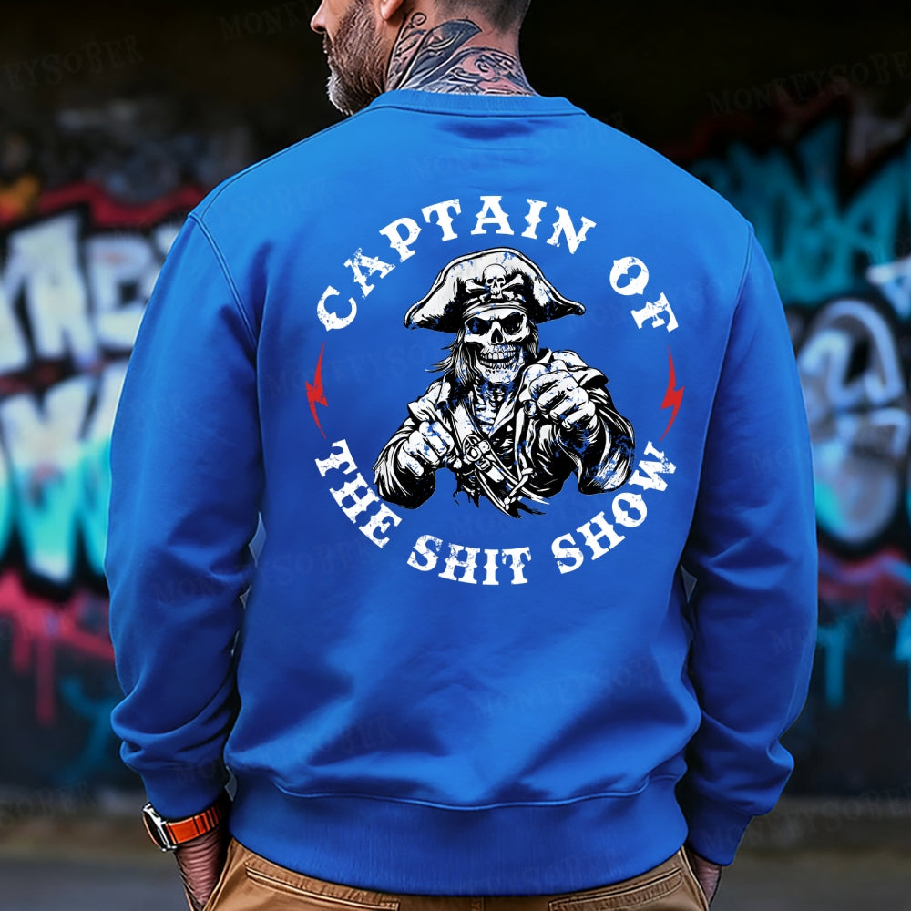 Captain Of The Shit Show Skull Print Men's  Sweatshirt
