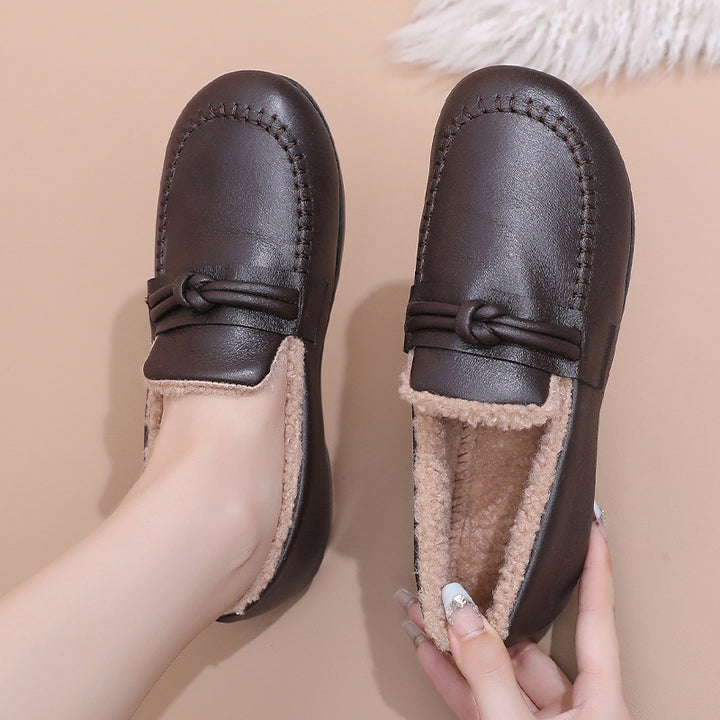 Women's Winter Warm Slip-On Shoes – Cozy Fleece Lined, Non-Slip, Easy Comfort Loafers