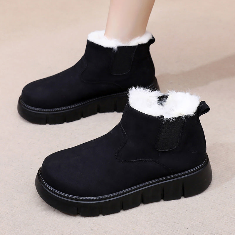 2025 Women's Slip-On Winter Snow Boots – Warm Fur Lining, Non-Slip Sole & Platform Comfort