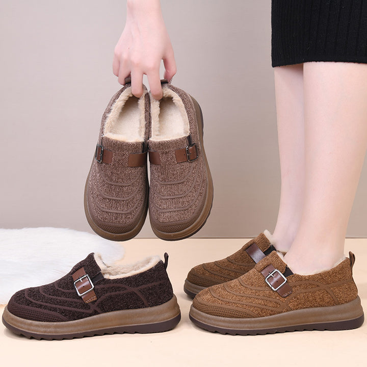 Women's Warm Slip-On Winter Shoes – Anti-Slip Comfort Walking Loafers with Soft Fleece Lining