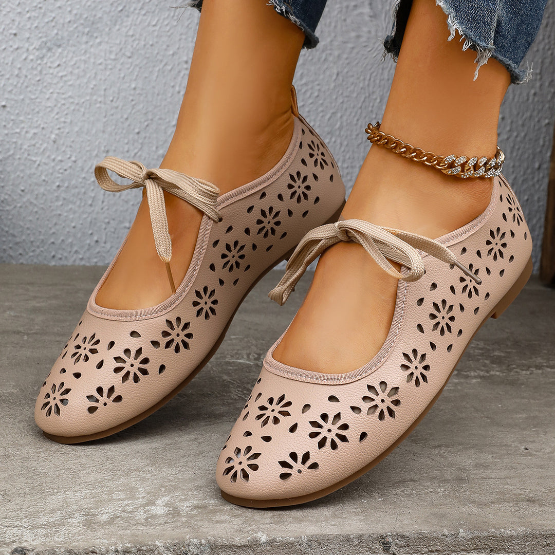 Women's Comfortable Flats – Breathable Woven Lace-Up Shoes