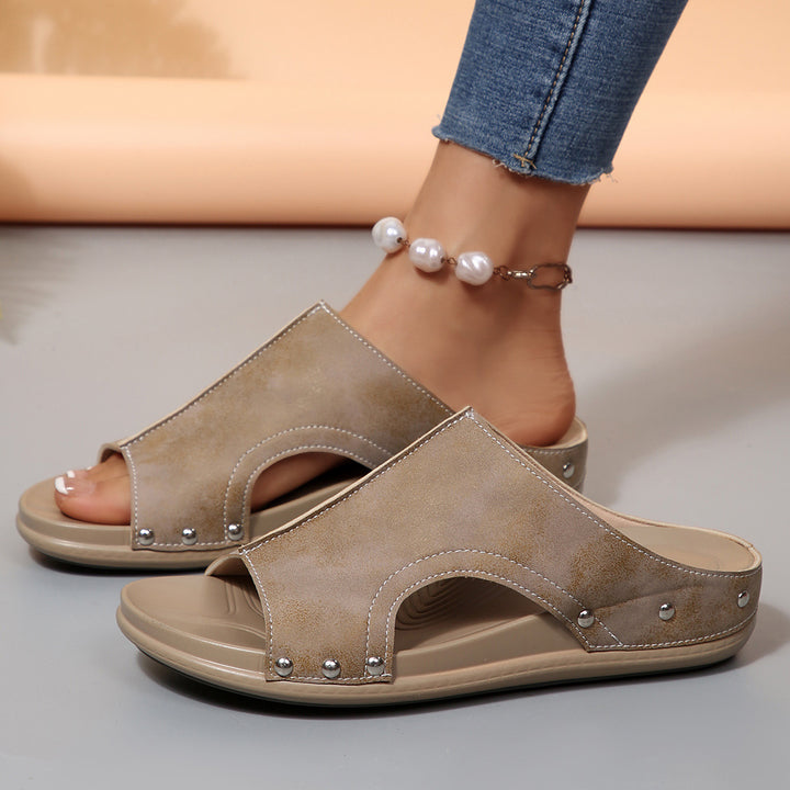 Comfortable Studded Wedge Sandals for Women – Lightweight Summer Orthopedic Walking Sandals