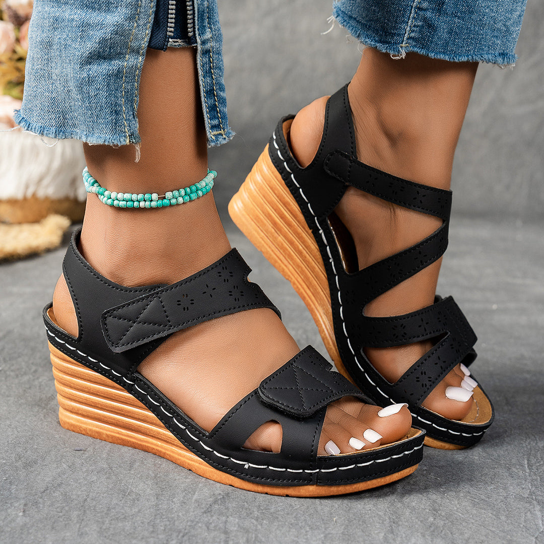 Women's Velcro Comfort Sandals –Comfortable Wedge Summer Shoes